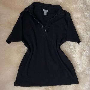 Vintage | HTF piattelli men's cotton pique black polo shirt
